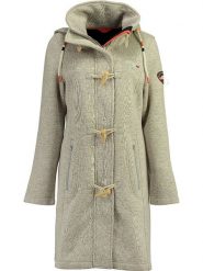 Geographical Norway Płaszcz polarowy "Tantastique" w kolorze szarym rozmiar: M. Szare płaszcze Geographical Norway, m, z aplikacjami, z polaru, bez kaptura. Za 243.64 zł.