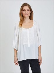 Orsay Bluzka w kolorze białym rozmiar: 42. Białe bluzki Orsay, bez wzorów, z wiskozy, bez kołnierzyka, bez ramiączek. Za 56.99 zł.