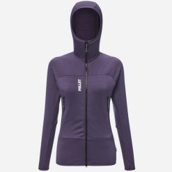 Bluza turystyczna damska Millet Fusion Grid Hoodie active fit Polartec PowerGrid. Czarne bluzy Millet, s, bez wzorów, z elastanu, z kapturem. Za 578.51 zł.