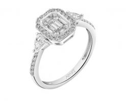 Pierścionek z białego złota z diamentami - 0,83 ct - próba 750. Białe pierścionki Apart, z diamentem, złote. W wyprzedaży za 13,993.00 zł.
