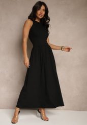 Czarna Rozkloszowana Sukienka z Bawełny z Kieszeniami Lirevane. Czarne sukienki Renee, na co dzień, l, bez wzorów, z bawełny, eleganckie, bez kołnierzyka, bez ramiączek, maxi, rozkloszowane. Za 99.99 zł.