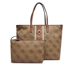 Torebka Guess. Brązowe shopper Guess, z aplikacjami, bez dodatków. Za 579.99 zł.