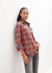 Koszula flanelowa. Czerwone koszule bonprix, bez wzorów, bez kołnierzyka, bez ramiączek. Za 84.99 zł.