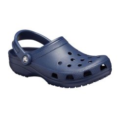 Klapki dla dorosłych Crocs Classic. Niebieskie klapki Crocs, bez wzorów, bez obcasa. Za 158.67 zł.