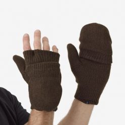 Mitenki dzianinowe Solognac 500. Brązowe rękawiczki SOLOGNAC, bez wzorów, z dzianiny, sportowe. Za 69.99 zł.