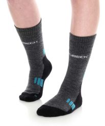 Skarpety damskie trekkingowe z wełną merino Brubeck Trekking Light. Niebieskie skarpety Brubeck, bez wzorów, z dzianiny. Za 64.99 zł.