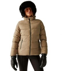 Damska kurtka narciarska z kapturem Dare 2B Glamourize V. Brązowe kurtki narciarskie Dare 2b, bez wzorów, z kapturem, narciarskie. Za 449.99 zł.