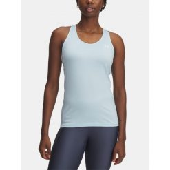 Dasmski Top Na Ramiączkach Under Armour Tech Mesh Racer Tank. Niebieskie koszulki sportowe Under Armour, bez wzorów, z meshu, bez ramiączek, na fitness i siłownię. Za 129.99 zł.