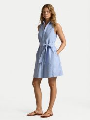Polo Ralph Lauren Sukienka koszulowa 211968897002 Niebieski jasny Regular Fit. Niebieskie sukienki Polo Ralph Lauren, bez wzorów, z bawełny, bez kołnierzyka, bez ramiączek, koszulowe. Za 989.99 zł.