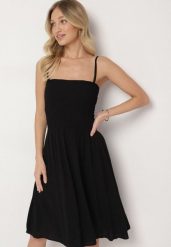 Czarna Wiskozowa Sukienka Rozkloszowana na Ramiączkach Fillanta. Czarne sukienki Born2be, na co dzień, na lato, l, bez wzorów, z wiskozy, eleganckie, bez kołnierzyka, bez ramiączek, midi, proste. Za 69.99 zł.