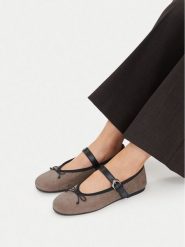 GINO ROSSI Baleriny C-24546LCP-DILETTA Szary. Szare baleriny Gino Rossi, bez wzorów, ze skóry, bez obcasa. Za 229.99 zł.