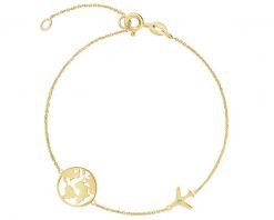 Bransoletka z żółtego złota z diamentem - kula ziemska, samolot - 0,004 ct - próba 375. Żółte bransoletki Apart, z diamentem, złote. Za 1,529.00 zł.
