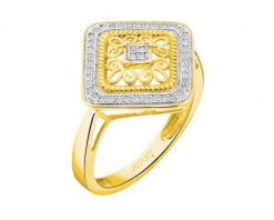 Pierścionek z żółtego złota z diamentami - 0,12 ct - próba 585. Żółte pierścionki Apart, z diamentem, złote. Za 3,490.00 zł.