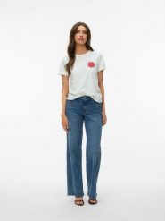 Vero Moda Koszulka w kolorze białym rozmiar: XS. Białe bluzki Vero Moda, xs, bez wzorów, z bawełny, bez kołnierzyka, bez ramiączek. Za 44.71 zł.