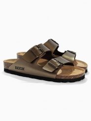 BACKSUN Klapki "Bali" w kolorze złotym rozmiar: 42. Żółte klapki Backsun, bez wzorów, z materiału, z otwartym noskiem, bez obcasa. Za 117.99 zł.