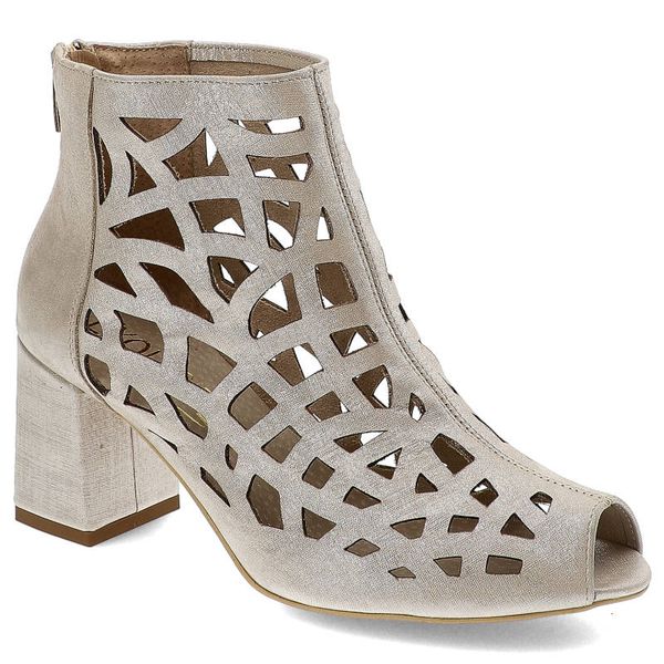 Złote Botki Exquisite Skórzane Buty Damskie. Żółte botki EXQUISITE, z aplikacjami, ze skóry, bez obcasa, na słupku, bez zapięcia. Za 309.00 zł.