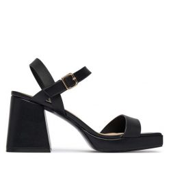 Sandały Aldo. Czarne sandały Aldo, bez wzorów, bez obcasa, na słupku, bez zapięcia. Za 319.99 zł.