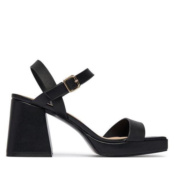 Sandały Aldo. Czarne sandały Aldo, bez wzorów, bez obcasa, na słupku, bez zapięcia. Za 319.99 zł.
