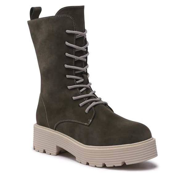 Trzewiki Jenny Fairy. Zielone botki Jenny Fairy, bez wzorów, bez obcasa, na płaskiej podeszwie, bez zapięcia. Za 199.99 zł.