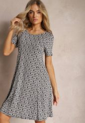 Czarno-Biała Wiskozowa Sukienka o Rozkloszowanym Fasonie z Ornamentalnym Wzorem Jasminas. Czarne sukienki Renee, m, bez wzorów, z wiskozy, boho, bez kołnierzyka, bez ramiączek, mini, rozkloszowane. Za 44.99 zł.