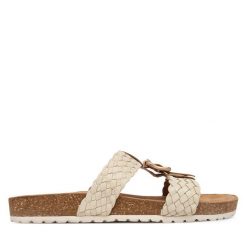 Klapki Tamaris. Białe klapki Tamaris, bez wzorów, bez obcasa. Za 299.99 zł.