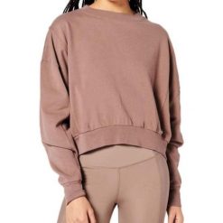 Bluza sportowa damska Superdry Flex Batwing Crew. Brązowe bluzy Superdry, xs, bez wzorów, z bawełny, bez kaptura. Za 114.00 zł.