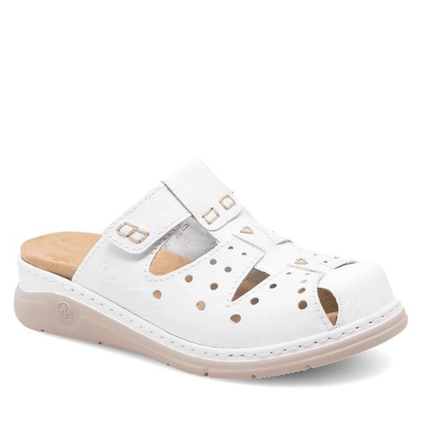 Klapki Rieker. Białe klapki Rieker, bez wzorów, bez obcasa. Za 339.99 zł.