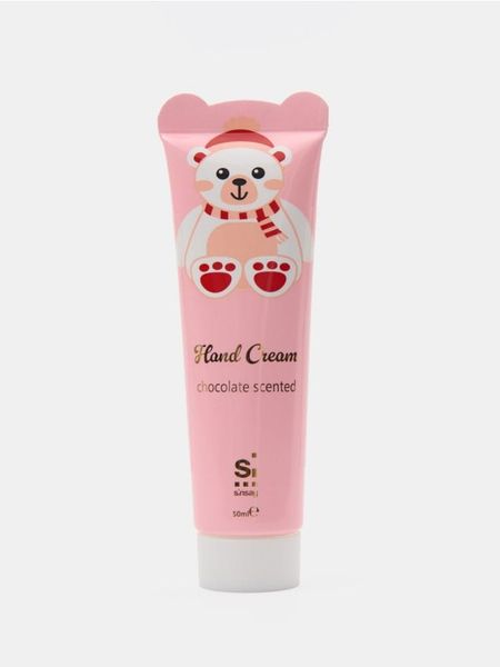 Krem do rąk o czekoladowym zapachu - różowy. Dłonie Sinsay. Za 7.99 zł.