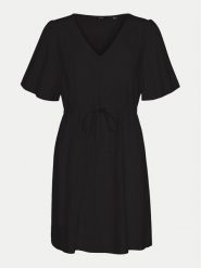 Vero Moda Sukienka letnia Mymilo 10303686 Czarny Regular Fit. Czarne sukienki Vero Moda, na lato, xs, bez wzorów, ze lnu, bez kołnierzyka, bez ramiączek. Za 89.99 zł.