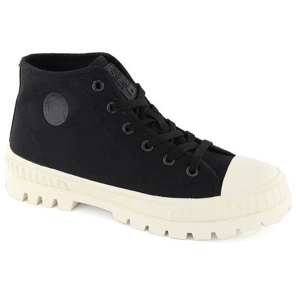 Trampki za kostkę sznurowane czarne Big Star OO274008. Czarne obuwie sportowe Big Star, z materiału, za kostkę, bez zapięcia. Za 76.00 zł.