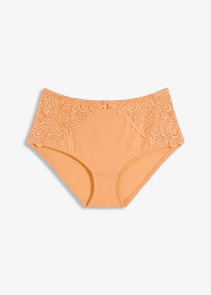 Figi modelujące z delikatną koronką. Brązowe figi bonprix, bez wzorów, z koronki. Za 44.99 zł.