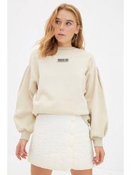 Trendyol Bluza w kolorze beżowym rozmiar: M. Brązowe bluzy Trendyol, m, bez wzorów, z bawełny, bez kaptura. Za 70.24 zł.