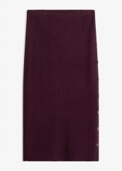 Spódnica dzianinowa z rozcięciem i guzikami. Czerwone spódnice bonprix, bez wzorów, z dzianiny, eleganckie. Za 109.99 zł.