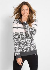 Sweter. Szare swetry bonprix, bez wzorów, bez ramiączek. Za 99.99 zł.