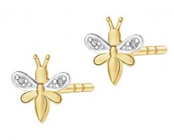 Kolczyki z żółtego złota z diamentami - pszczółki - 0,01 ct - próba 375. Żółte kolczyki Apart, z diamentem, złote. Za 629.00 zł.