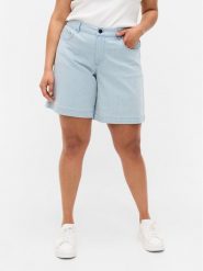 Zizzi Szorty jeansowe J10886B Błękitny Regular Fit. Niebieskie szorty Zizzi, bez wzorów, z jeansu. Za 229.99 zł.
