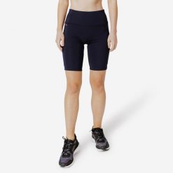 Legginsy do biegania krótkie damskie Kiprun Run 500 Comfort. Niebieskie legginsy KIPRUN, m, bez wzorów, z materiału, krótkie. Za 59.99 zł.