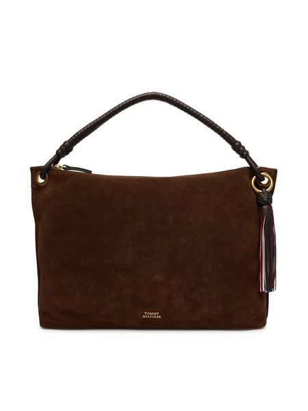 Tommy Hilfiger Torebka Th Statement Leather Bag Suede AW0AW18402 Brązowy. Brązowe torebki klasyczne TOMMY HILFIGER, bez wzorów, ze skóry, bez dodatków. Za 651.99 zł.