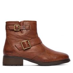Botki Josef Seibel. Brązowe botki Josef Seibel, bez wzorów, bez obcasa, na płaskiej podeszwie, bez zapięcia. Za 539.99 zł.