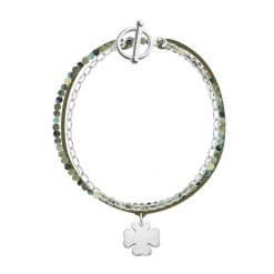 Bransoletka Rosemary z naturalnych kamieni z posrebrzaną koniczyną. Brązowe bransoletki Lilou, z turkusem, posrebrzane. Za 245.40 zł.