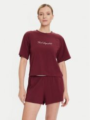 KARL LAGERFELD Piżama A4W45012 Bordowy Regular Fit. Czerwone piżamy KARL LAGERFELD, bez wzorów, z bawełny, bez ramiączek. Za 429.99 zł.