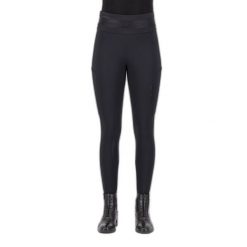 Damskie legginsy jeździeckie z pełną przyczepnością Euro-Star Impress. Czarne legginsy EURO-STAR, bez wzorów, z elastanu, z podwyższonym stanem, długie. Za 518.50 zł.