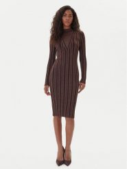Fracomina Sukienka dzianinowa FJ25WD5006K463Q7 Brązowy Slim Fit. Brązowe sukienki Fracomina, l, bez wzorów, z dzianiny, bez kołnierzyka, bez ramiączek. Za 499.99 zł.