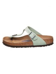 Birkenstock Skórzane japonki "Gizeh" w kolorze zielonym rozmiar: 36. Zielone klapki Birkenstock, bez wzorów, z otwartym noskiem, bez obcasa. Za 406.57 zł.