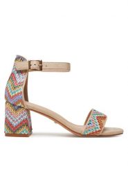 DeeZee Sandały DY5250-35a Beżowy. Brązowe sandały DeeZee, bez wzorów, z materiału, bez obcasa, na słupku, bez zapięcia. Za 139.99 zł.