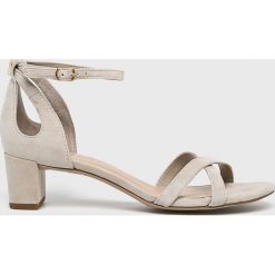 Lauren Ralph Lauren - Sandały. Szare sandały Lauren Ralph Lauren, bez wzorów, z materiału, z okrągłym noskiem, bez obcasa, na obcasie, bez zapięcia. W wyprzedaży za 299.90 zł.