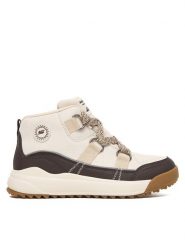 Skechers Botki Yana 180320/NTBR Beżowy. Brązowe botki Skechers, bez wzorów, z materiału, bez obcasa, na płaskiej podeszwie, bez zapięcia. Za 319.99 zł.