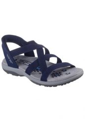 Sandały SKECHERS REGGAE SLIM Niebieski. Niebieskie sandały Skechers, bez wzorów, z materiału, bez obcasa, bez zapięcia. Za 401.00 zł.
