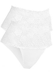 Figi shape (2 pary), silny stopień modelowania sylwetki. Brązowe figi bonprix, bez wzorów, z koronki. Za 82.99 zł.