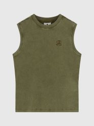 Champion Top w kolorze khaki rozmiar: S. Brązowe topy Champion, s, bez wzorów, z bawełny, bez kołnierzyka, bez ramiączek. Za 74.28 zł.